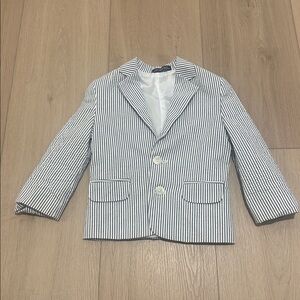 Nautica 3T Boys Seersucker Jacket Blazer Blue White Fancy Preppy Toddler Size 3